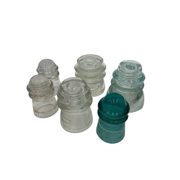 6 Hemingray Insulators antique Made in Usa 4 gray 2 green - Picture 1 of 16